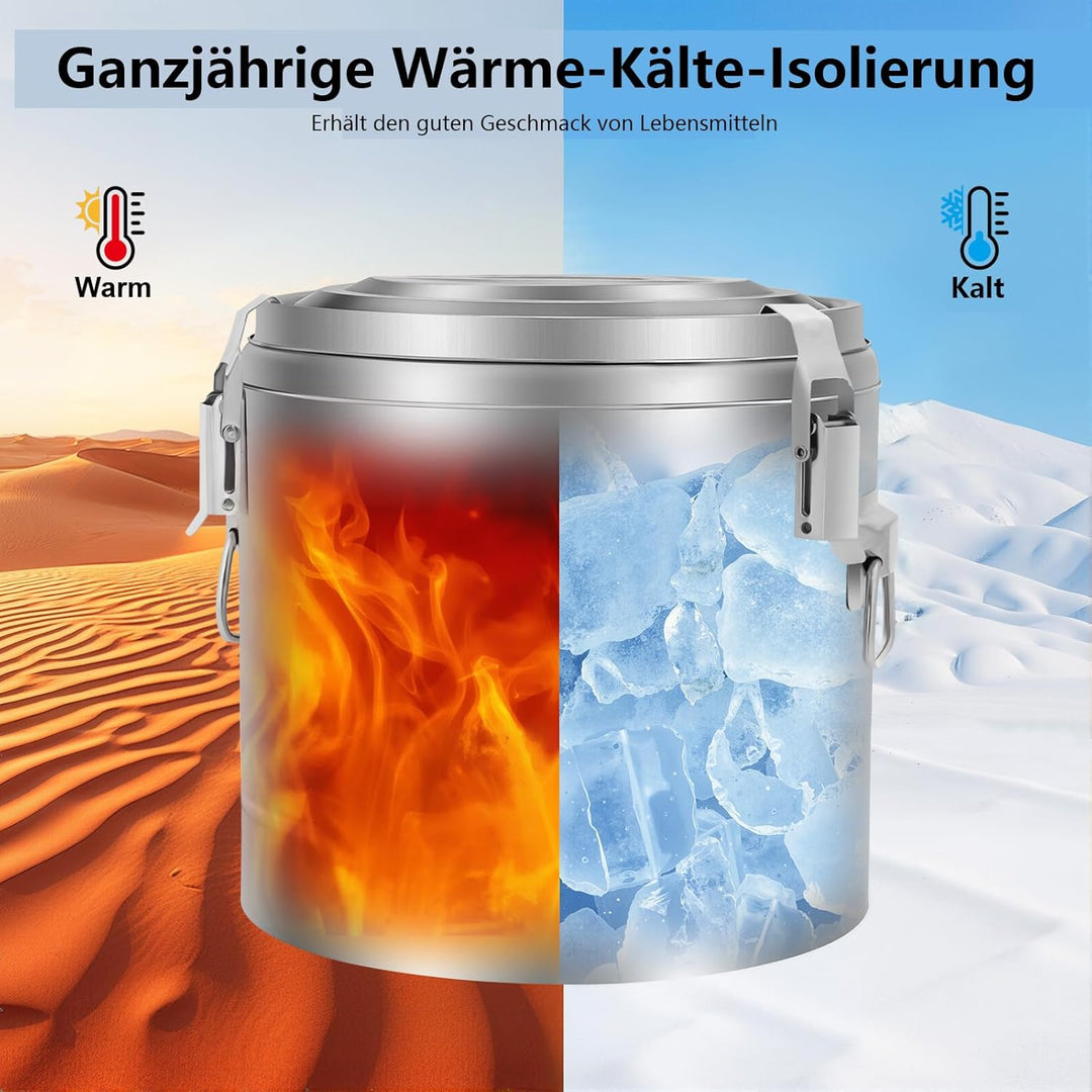 Thermobehälter, 10L Edelstahl Isoliert Eimer, Versiegelter isolierter Suppenbehälter mit Deckel und