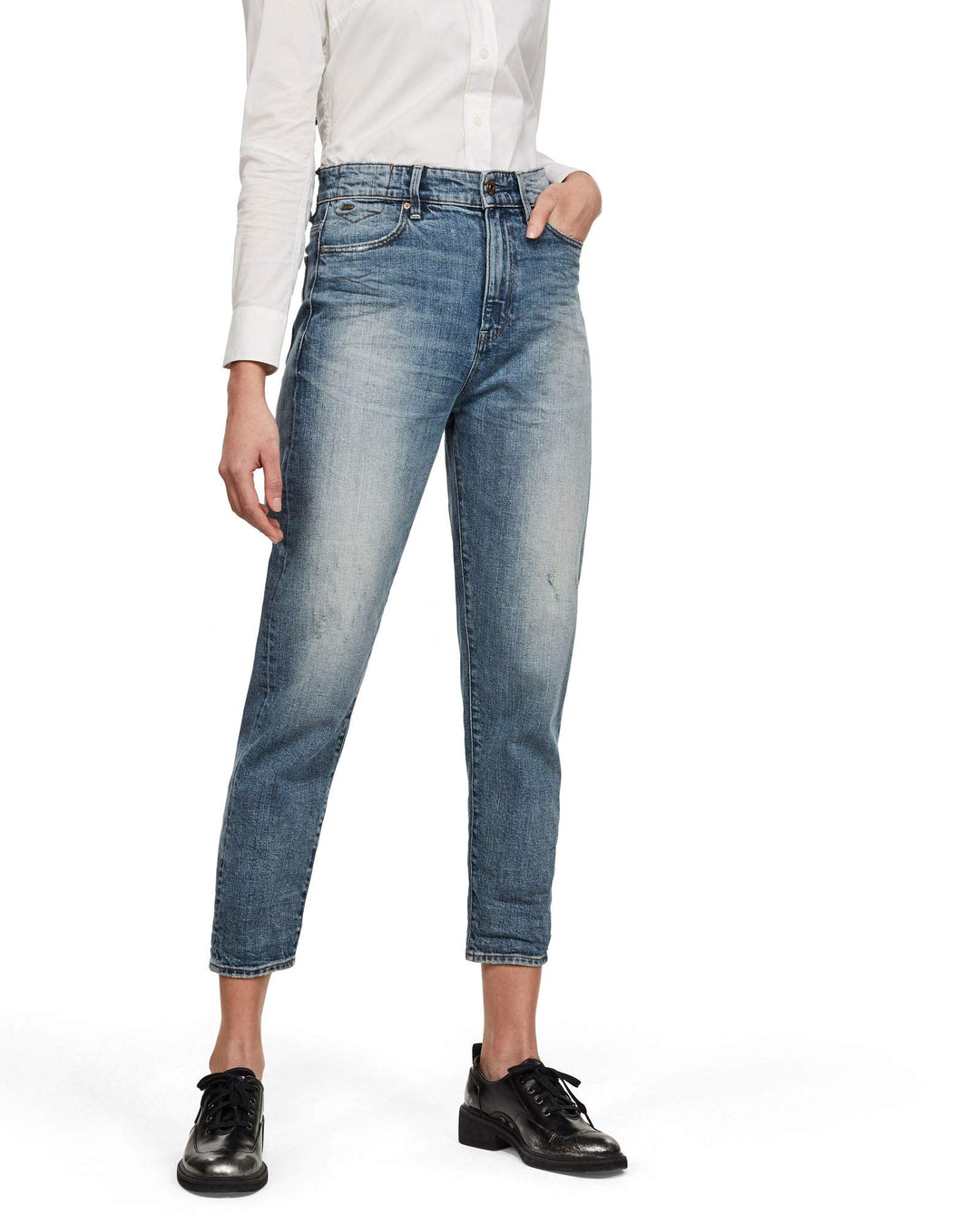 G-STAR Damen Janeh Ultra High Waist Mom Ankle Jeans 23W / 30L Blau (Vintage Sailor Blue D16083-b767-