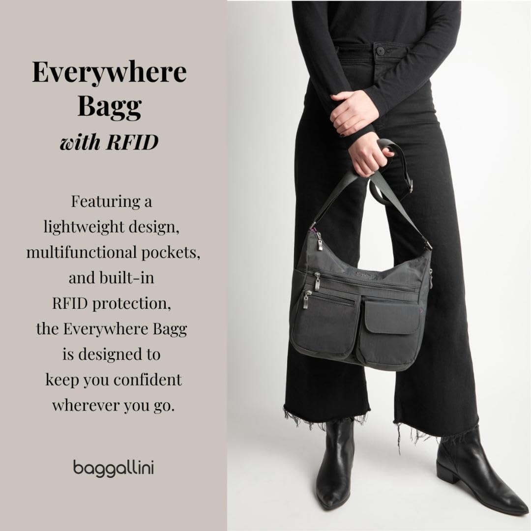 Baggallini Damen Everywhere bagg with überall Tasche mit RFID 34 Charcoal, 34 Charcoal