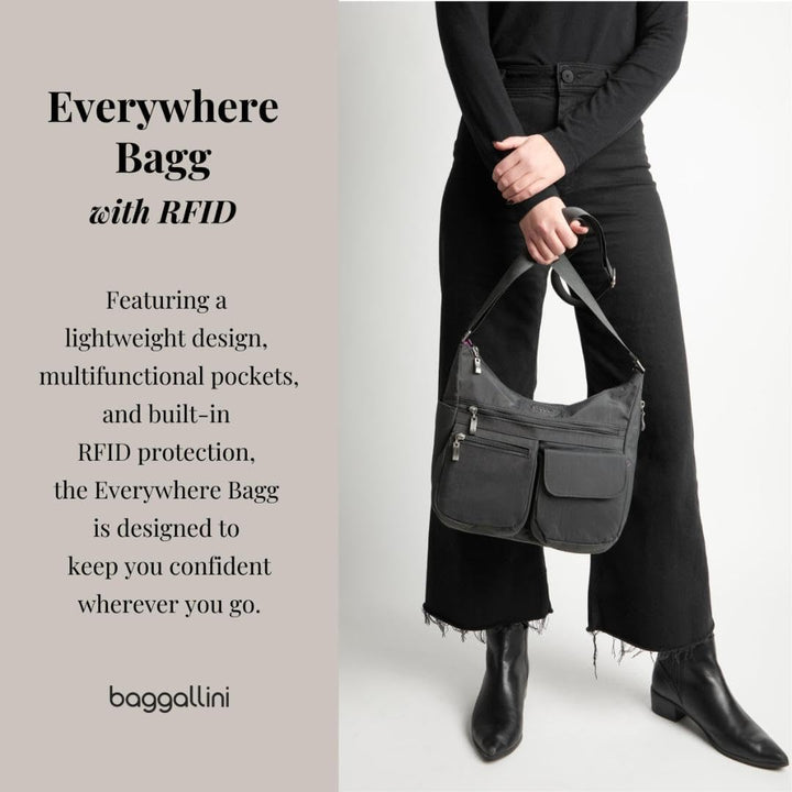 Baggallini Damen Everywhere bagg with überall Tasche mit RFID 34 Charcoal, 34 Charcoal