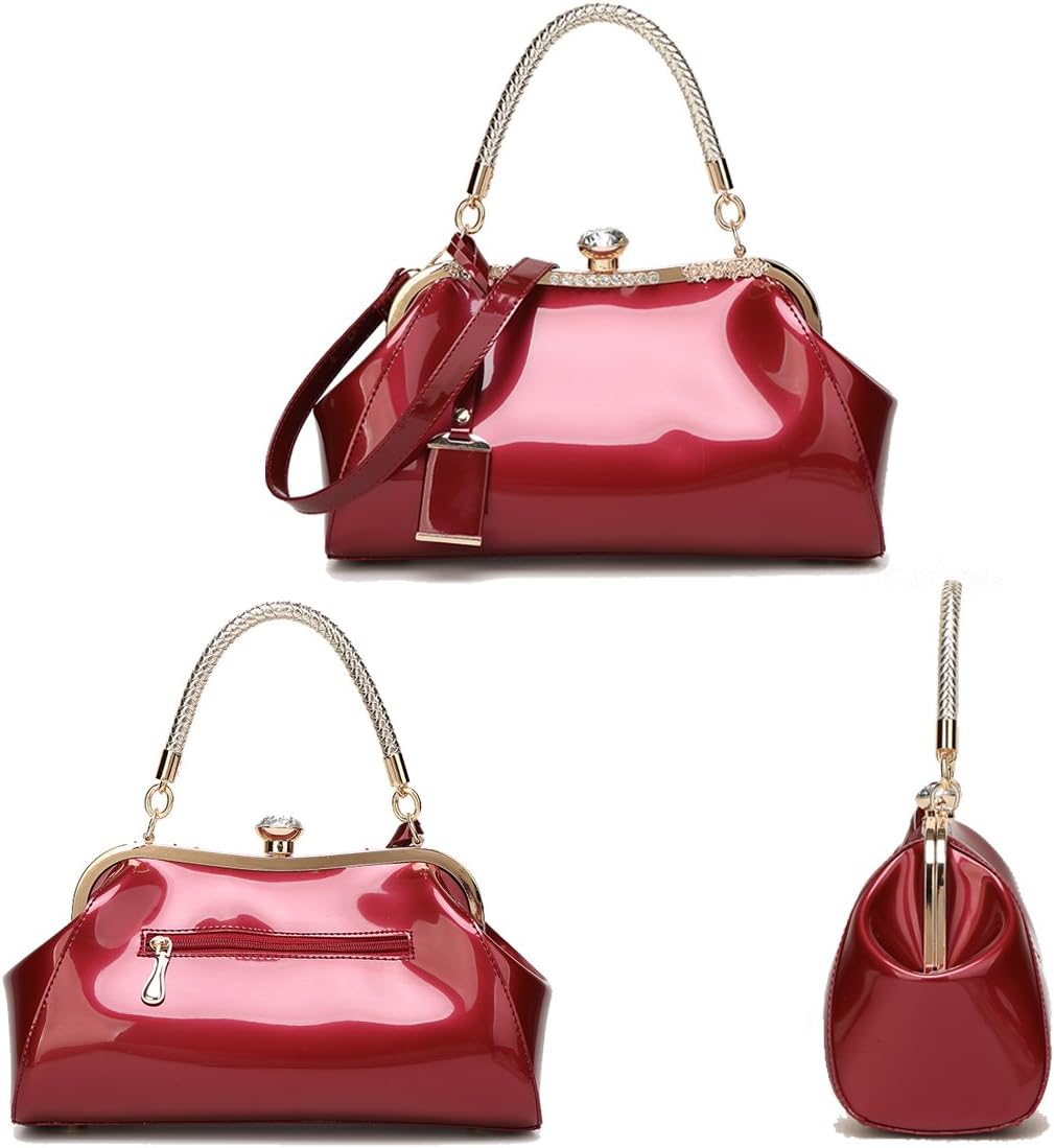 Coolives Damen Tasche Handtasche aus PU-Lackleder Henkeltasche Schultertasche Umhängetasche für die