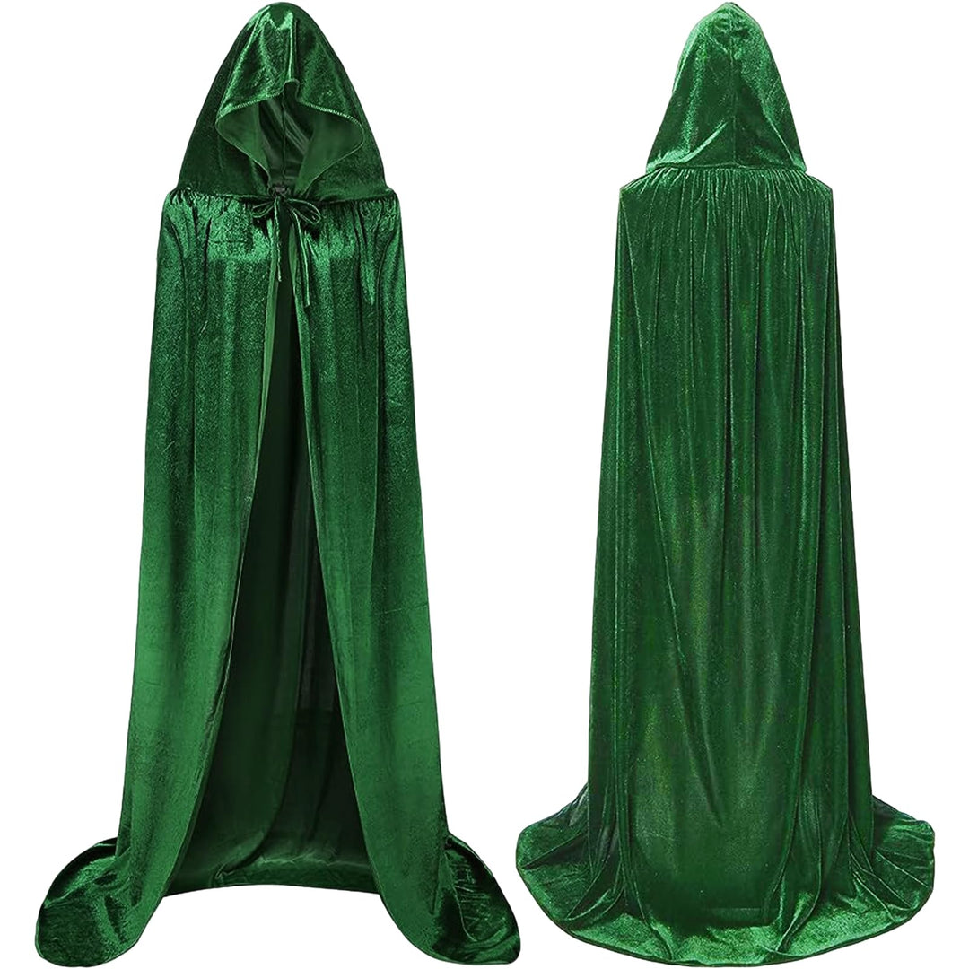 Grüner Samt Umhang mit Kapuze Kinder 140CM Samt Cape Halloween Umhang Kinder Vampir Kostüm Mädchen J