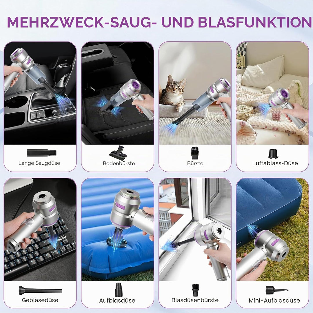 Romon Handstaubsauger, Handstaubsauger Akku Aufladbar Tragbar Leicht Mini Staubsauger Kabellos, 1600