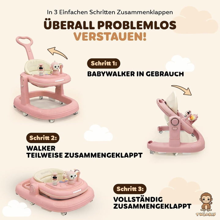 Twinky® Lauflernwagen mit Spielset & Bodenmatte - Robuste 4-fach verstellbare Vorschul-Lauflernhilfe