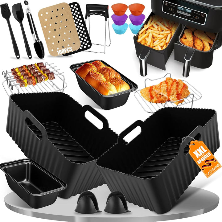 20 Stück Heissluftfritteuse Zubehör | Airfryer Zubehör für Ninja Dual AF400EU & AF300EU & Tower T170