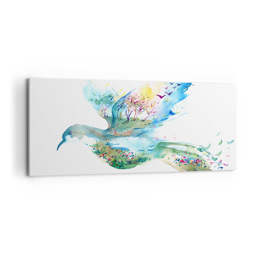 Panorama Bilder auf Leinwand 100x40cm Leinwandbild Abstraktion Vogel Natur Bewegung Gross Wanddeko B