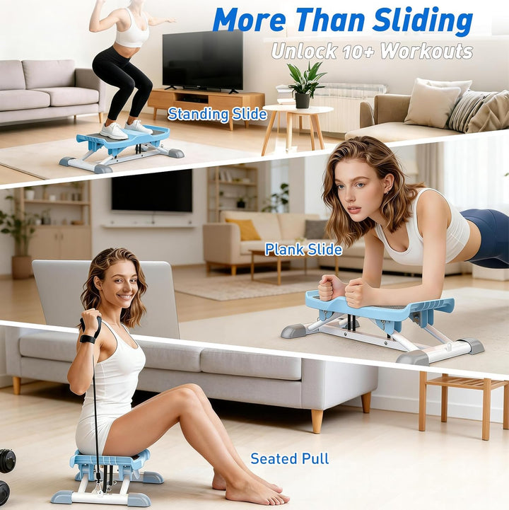 Mini Stepper mit Widerstandsbändern, Ski-Simulator Stepper für Zuhause, Geräuschlos und Rutschfest,