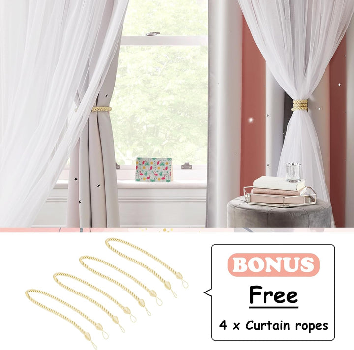 NICETOWN Kinderzimmer Vorhang Mädchen Gardinen mit Kräuselband 2er Set H 240 x B 132 cm Kindervorhän