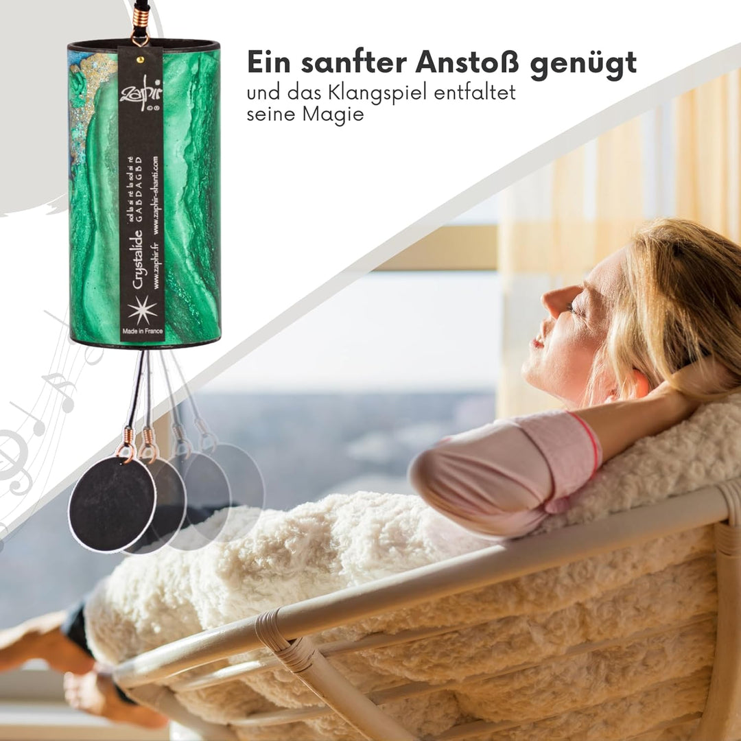 Zaphir Klangspiel Crystalide Frühling Shanti | Handgefertigtes Windspiel für Yoga, Meditation und Ra