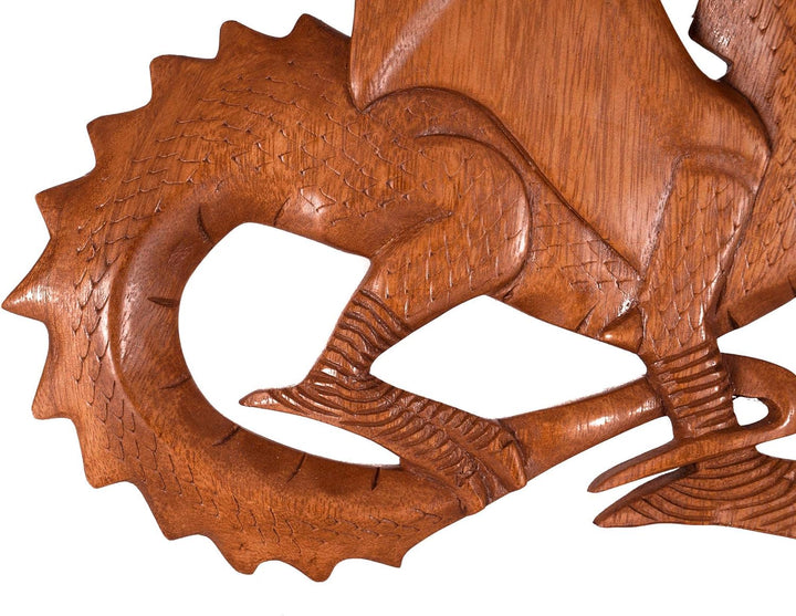 Windalf Wandbild TIAMA 28 cm Holzdrache Rechts schauend Handarbeit aus Holz