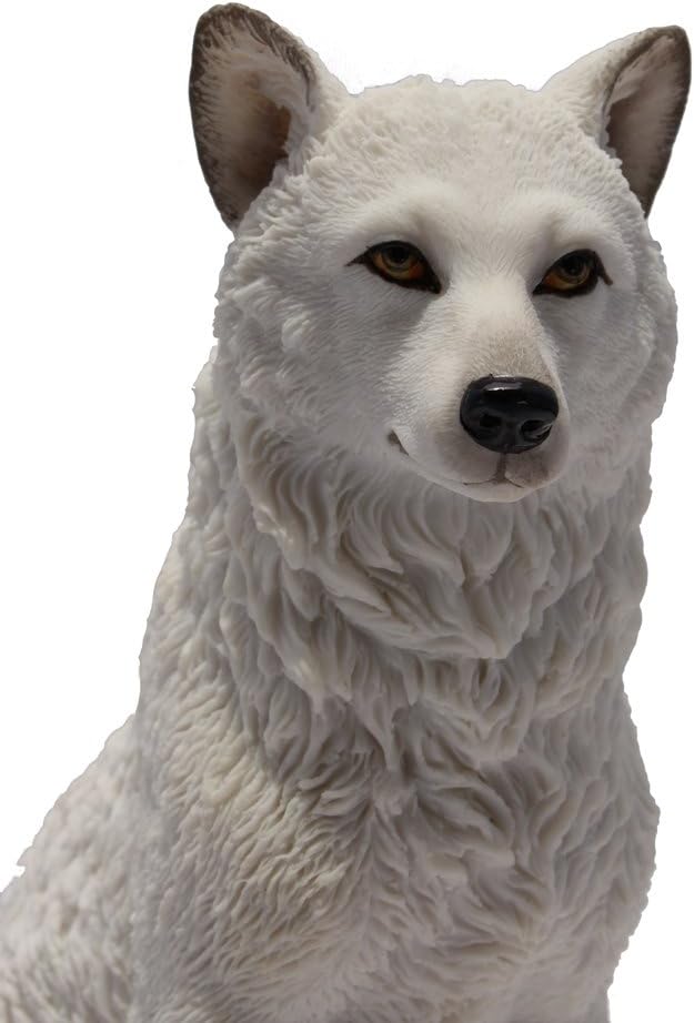 19,7 cm Wolf sitzend in der Schnee-Deko Statue Figur, weiss