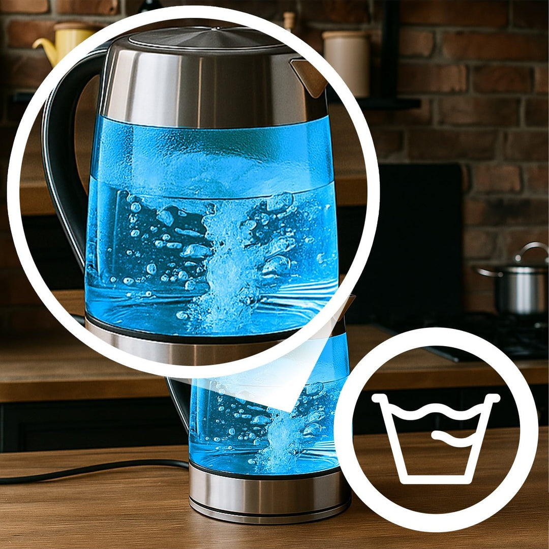 Retoo Glas Wasserkocher Elektrischer 1.7L 2200W Edelstahl, Überhitzungsschutz, Warmhaltefunktion, BP