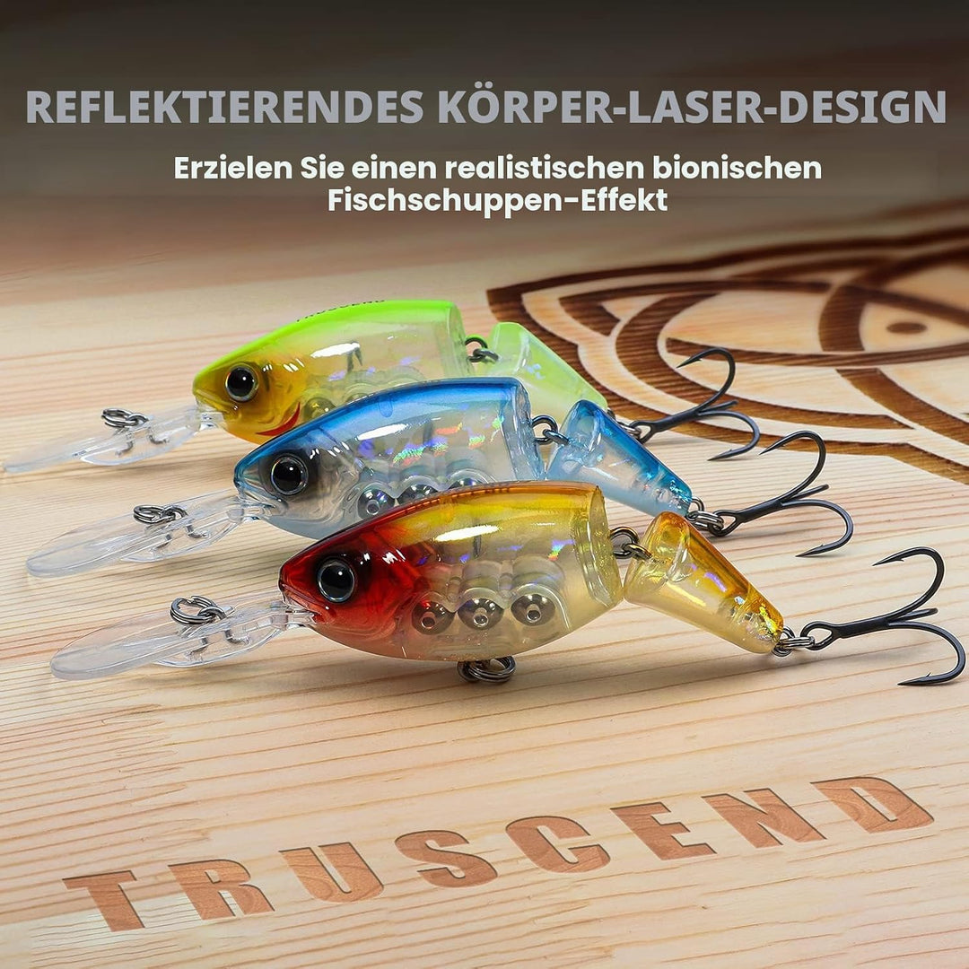 TRUSCEND Kunstköder Hecht, Fisch Köder für Zander Barsch Forellen Wobbler Swimbait, Angelköder Fisch