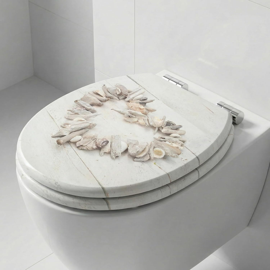 SINOBATH WC-Sitz Mit Absenkautomatik, Hochwertige Und Stabile Antibakterieller Toiletten, MDF Holzke