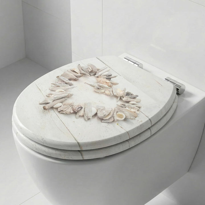 SINOBATH WC-Sitz Mit Absenkautomatik, Hochwertige Und Stabile Antibakterieller Toiletten, MDF Holzke