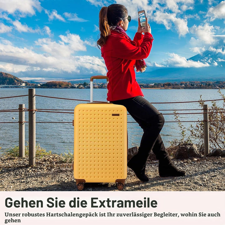 KONO Handgepäck Koffer Set mit Kosmetikkoffer Reisegepäck-Sets Beautycase Koffer Trolleys Reisekoffe