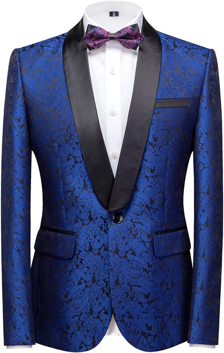 Sliktaa Anzug Herren 3-Teillig mit Schalkragen Muster Hochzeit Formell Business Smoking Jacke Weste