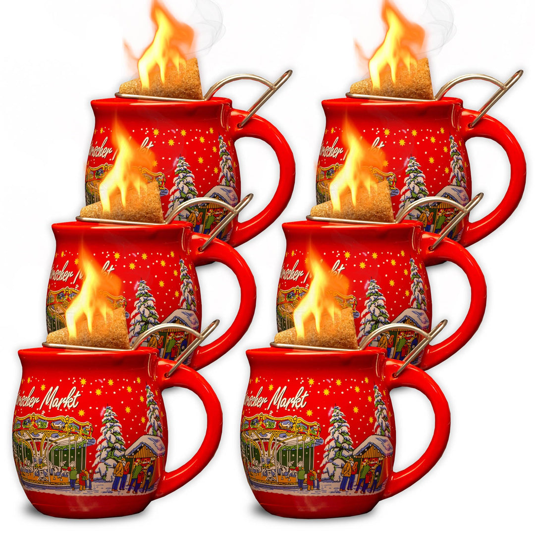 Feuerzangentasse 6er im Karton, Rot/Historischer Markt - für Feuerzangenbowle, Rot/Historischer Mark