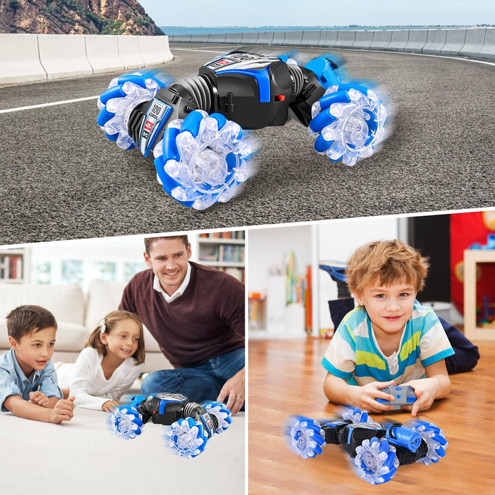 FORMIZON Ferngesteuertes Auto mit Handsteuerung, 4WD 2.4GHz RC Stunt Car mit Licht Sprühen, 360° Dre