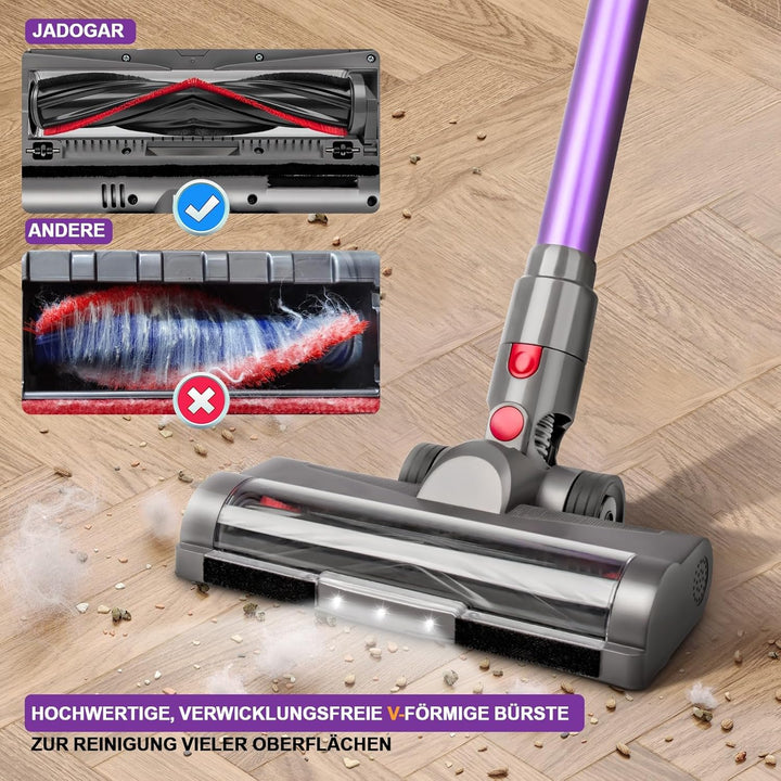 JADOGAR 45 kPa/550 W 3000 mAh akku staubsauger mit LED-Anzeige, Leichter staubsauger kabellos, H13-H