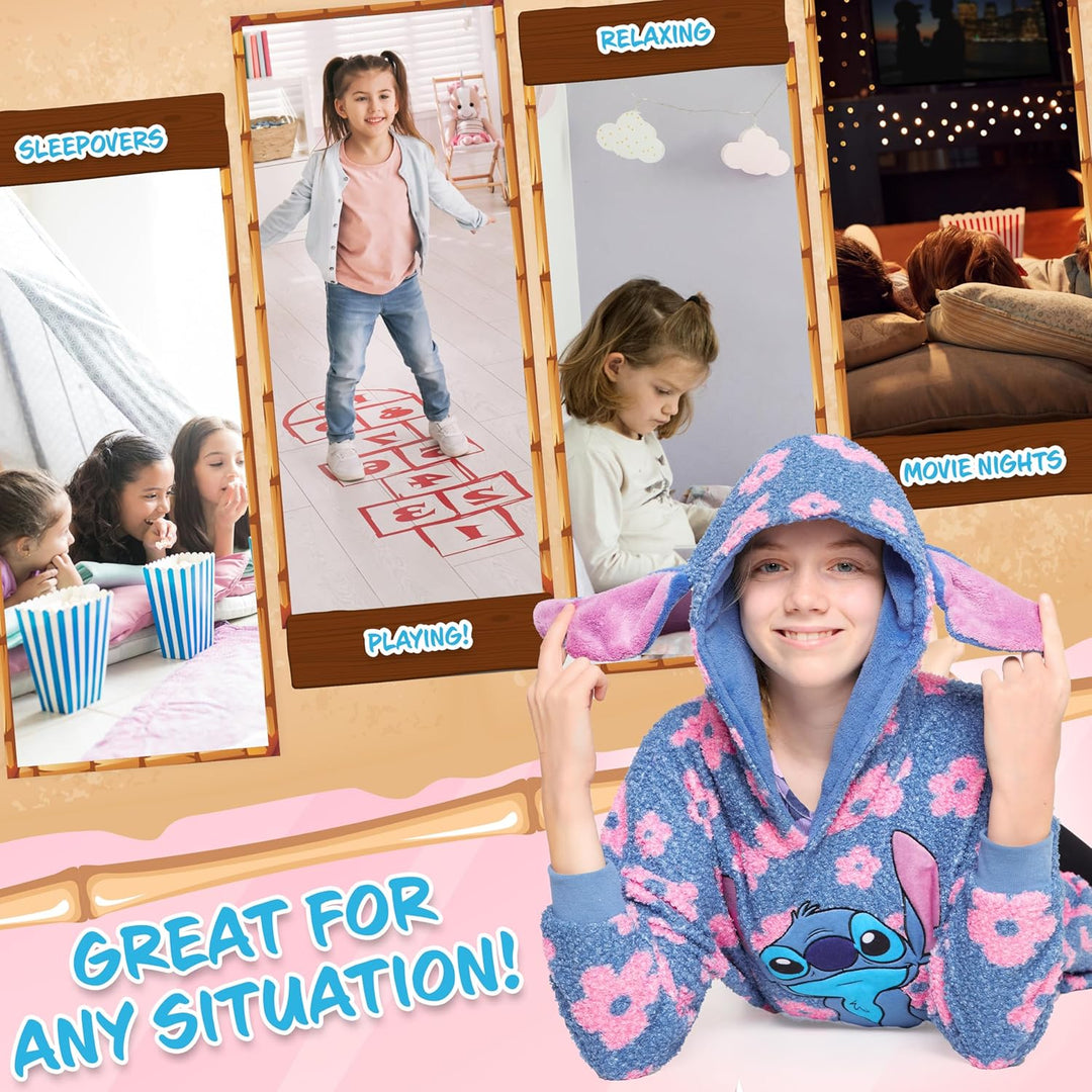 Disney Hoodie Decke Mädchen, Kuscheldecke mit Ärmeln, Fleece Kapuzenpullover, Hoodie Mädchen Geschen