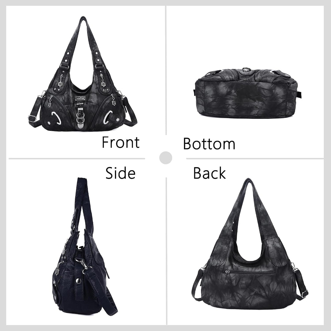 Angel Kiss Damen Schultertasche Hobo Tasche Umhängetaschen Schlusstaschen Henkeltaschen weiches PU L