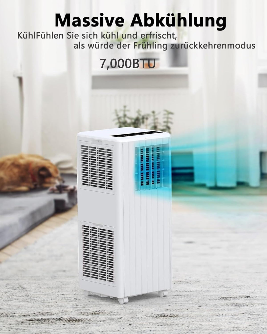 Garvee Klimaanlage Mobil Klimagerät 7000 BTU, 3 in 1 Kühlen Entfeuchten Lüftermodus Schlafmodus, 2.0