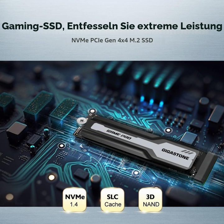 Gigastone M.2 SSD 2TB mit Kühlkörper Optimiert für PS5 NVMe SSD M.2 2280 PCIe Gen4 Ultraschnelle Int
