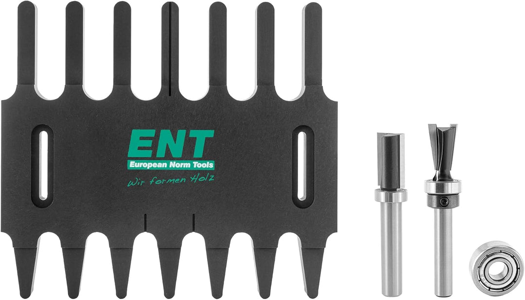 ENT 09052 metrische Zinkenfrässchablone mit 2-tlg. Fräser-Set, für hochwertige Zinkenverbindungen, i
