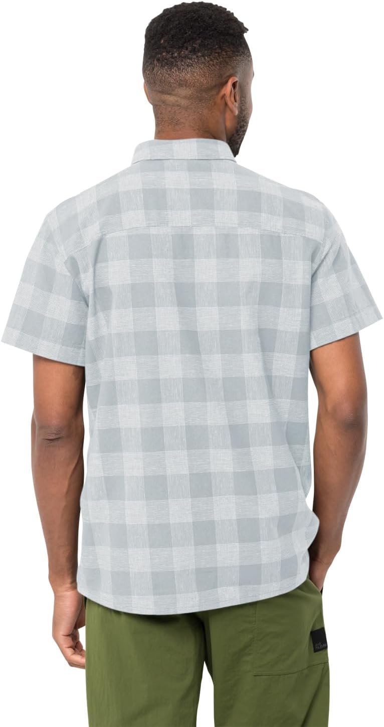 Jack Wolfskin Herren Highlands M Shirt Shortsleeve M Soft Blue Check, M Soft Blue Check