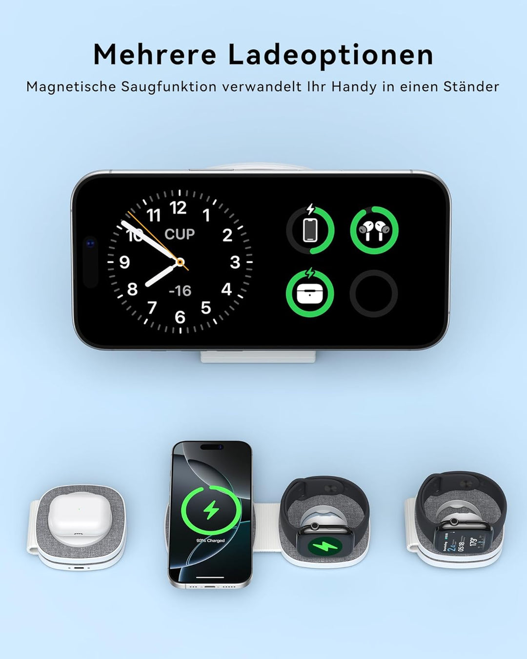 Faltbar 2 in 1 Ladestation für Apple Watch und iPhone für MagSafe iPhone 17e/Air/17/16/15/14/13/12 S