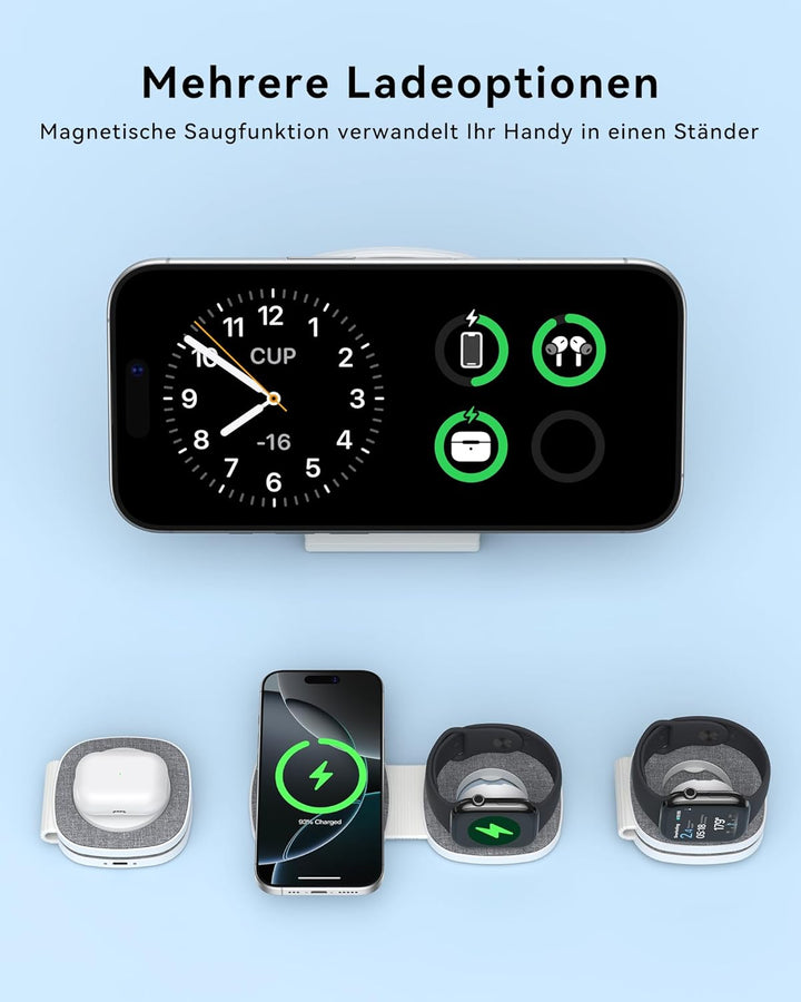 Faltbar 2 in 1 Ladestation für Apple Watch und iPhone für MagSafe iPhone 17e/Air/17/16/15/14/13/12 S