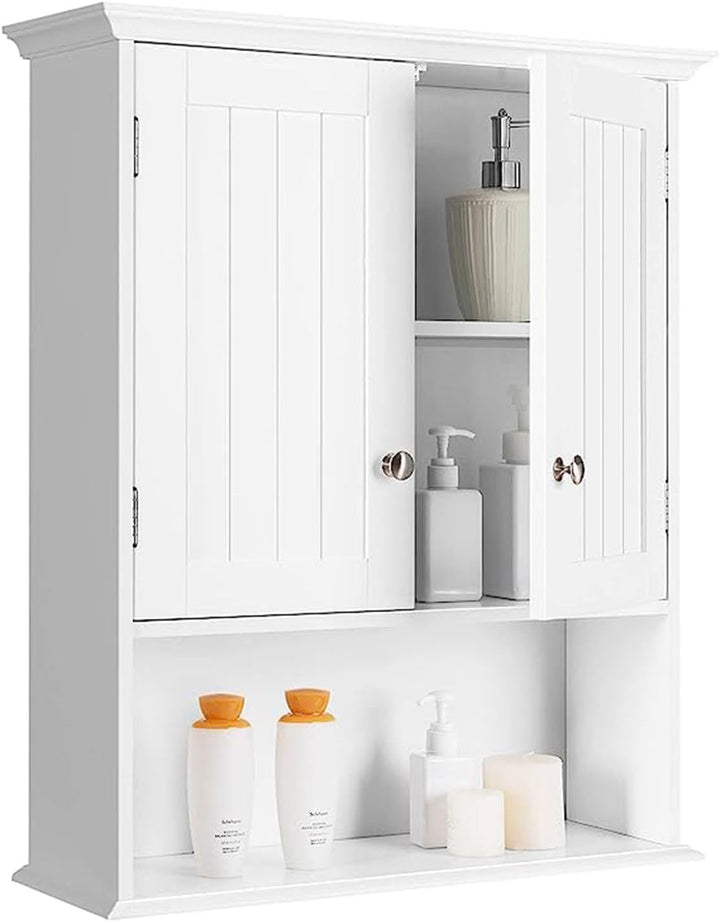 GOPLUS Hängeschrank Bad, Badschrank Holz mit verstellbarem Regal, Wandschrank hängend, Badezimmersch