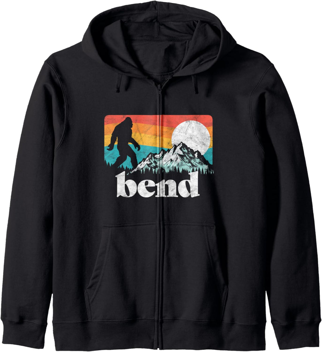 Bend Oregon Retro Bigfoot Mountains Vintage Graphic Kapuzenjacke