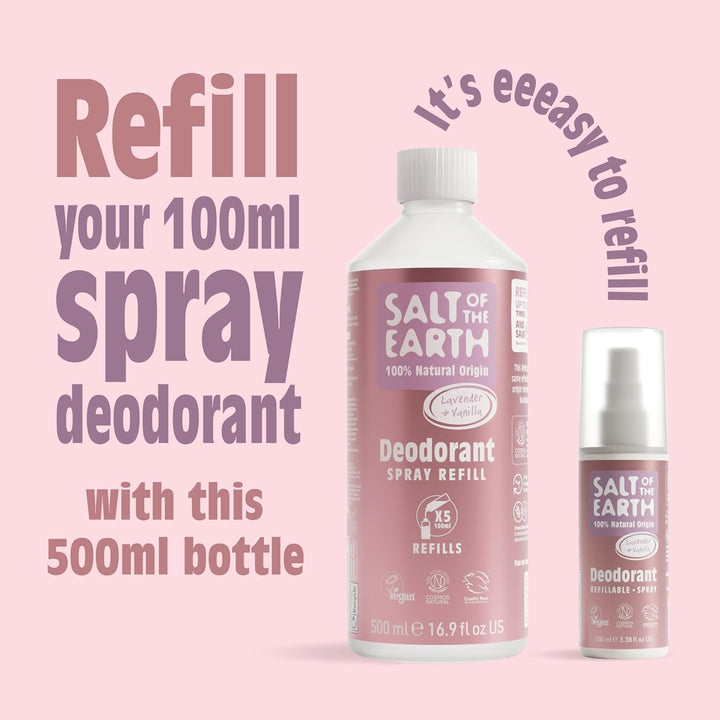 Salt Of The Earth Natürliches Deospray Nachfüllpack, Lavendel &amp; Vanille - Vegan, Langanhaltender Sch