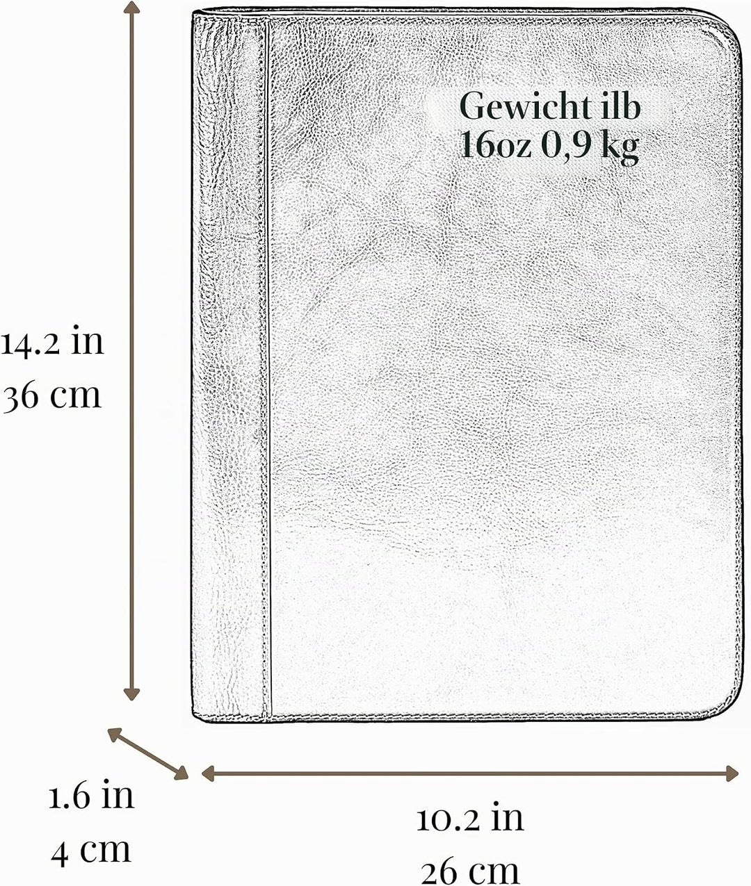 Leder Schreibmappe A4 - Konferenzmappe für Herren - Organizer Mappe - Stylische Aktenmappe - Schwarz