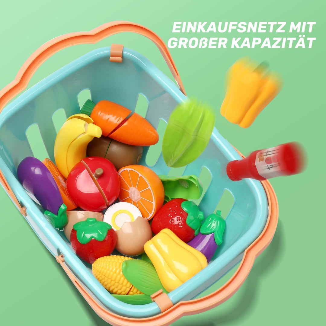 CUTE STONE 40 PCS Kinderküche Zubehör mit Kochgeschirr Dampfdrucktopf und Induktionskochfeld, Kochut
