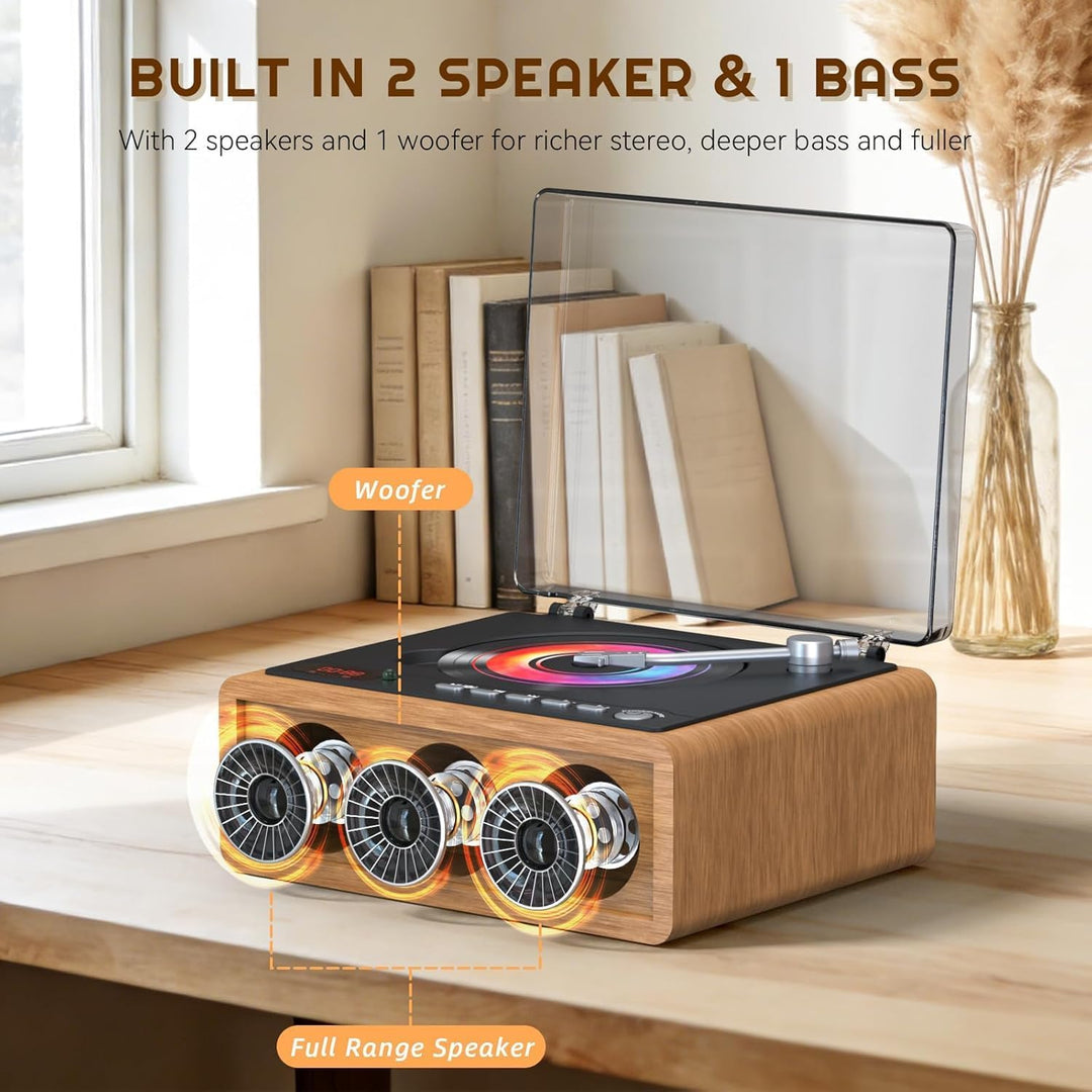 MONODEAl Retro CD Player Bluetooth mit Holz Case, HiFi Bass Boost | Wiederaufladbar Discman mit Fern