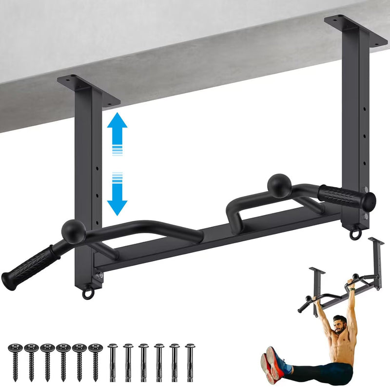 Kipika Heavy Duty Ceiling Mounted Pull Up Bar, Highly Adjustable, Multifunctional Chin Up Bar, Body