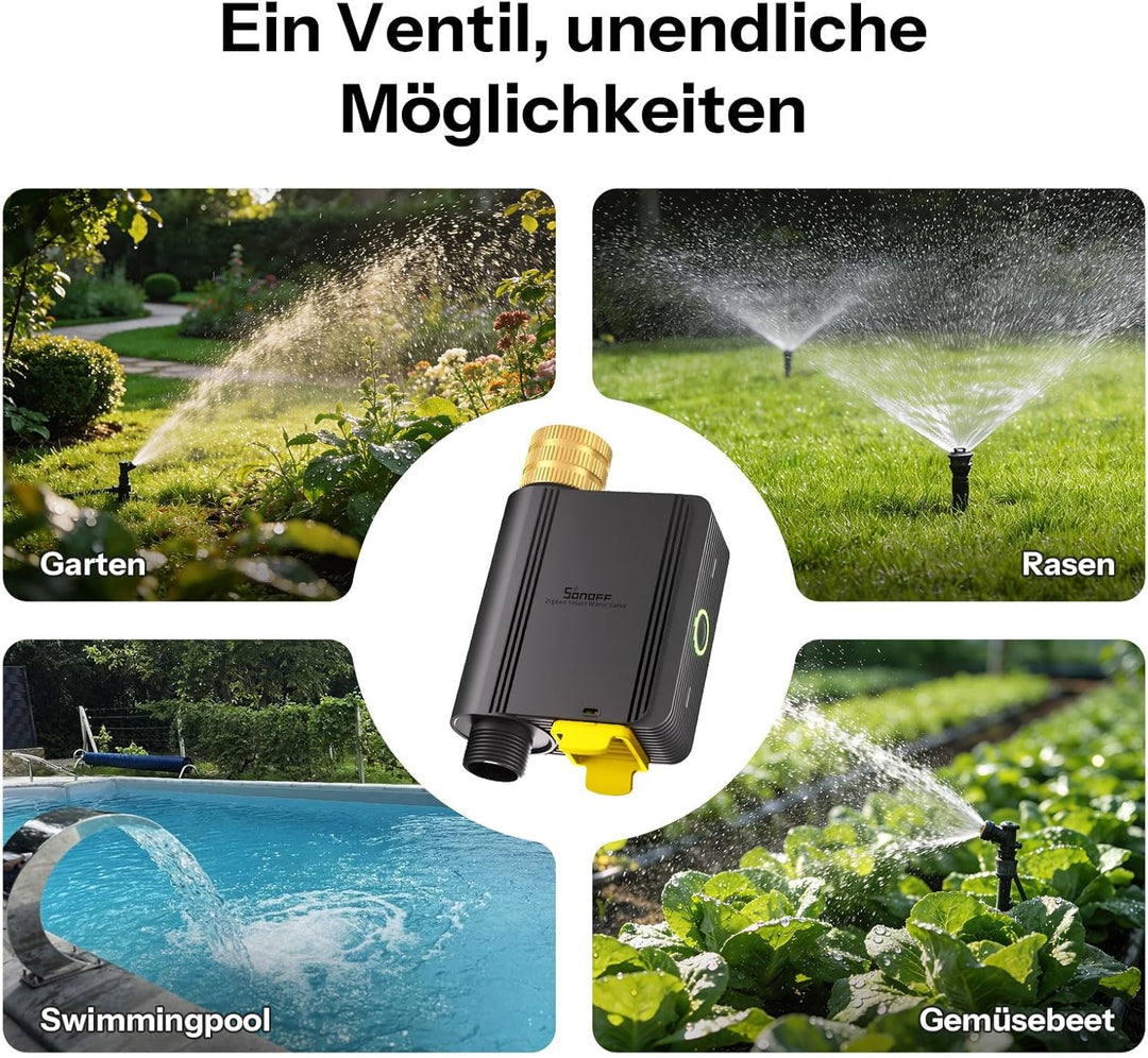SONOFF SWV-ZNE Hydro ONE Lite Bewässerungscomputer Zigbee, Sprinkler-Timer mit Messinganschluss, Wet