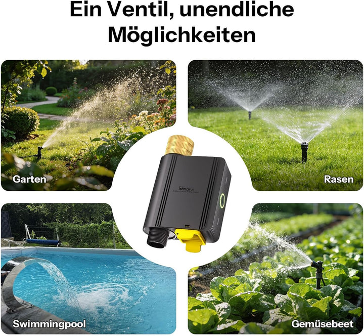 SONOFF SWV-ZNE Hydro ONE Lite Bewässerungscomputer Zigbee, Sprinkler-Timer mit Messinganschluss, Wet