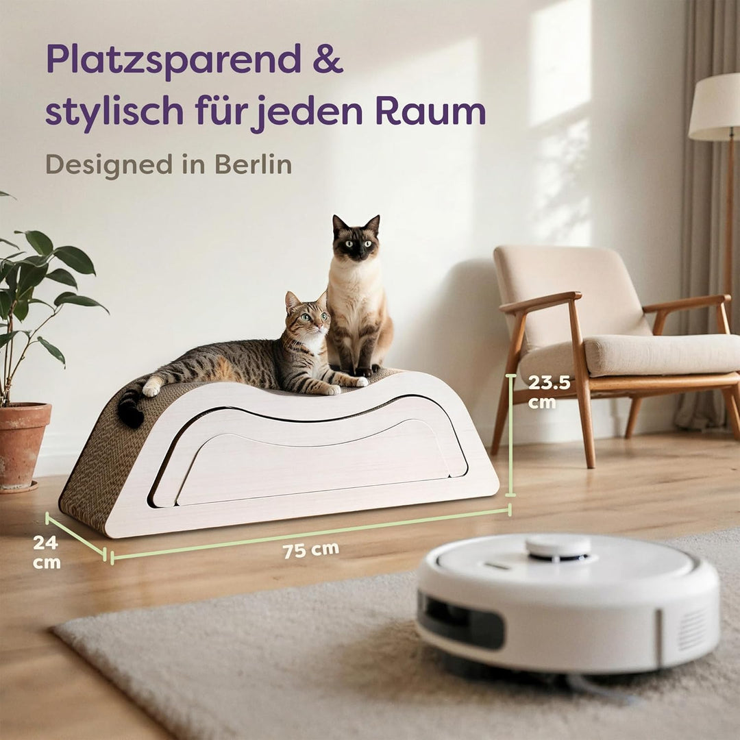 Knupis Kratzmöbel Kratzbrett Katze 3-teilig XXL 75cm – Besonders Kratzfeste Kratzpappe zur Krallenpf