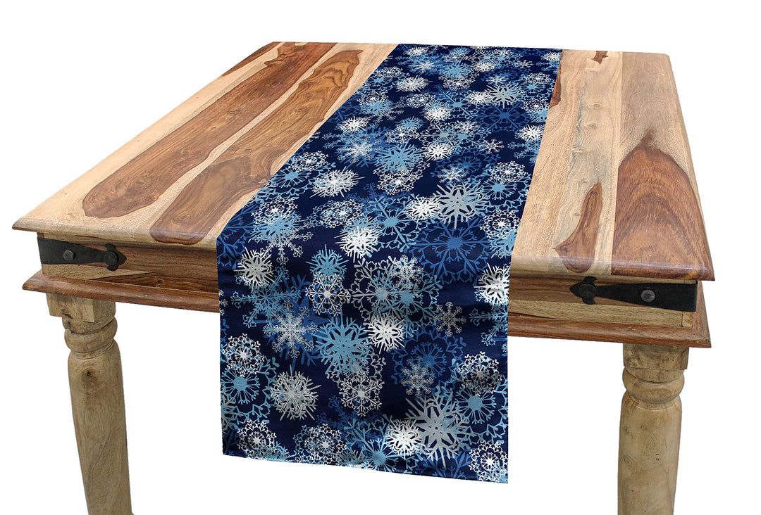 ABAKUHAUS Winter Tischläufer, Aufwändige Schneeflocken Weihnachten, Esszimmer Küche Rechteckiger Dek