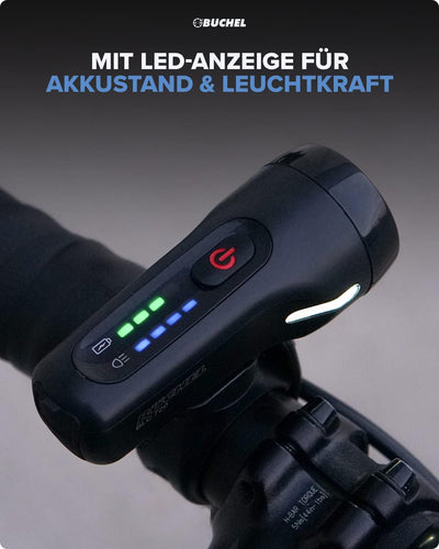 Büchel BLC 720 Fahrradlichter Set I 70/30/15 Lux I StVZO zugelassen mit bis zu 14h Akkulaufzeit I Au