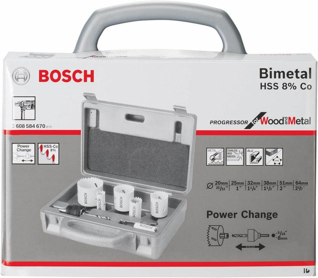 Bosch Professional 6 tlg. Lochsäge HSS BiM Progressor for Wood & Metal Set Sanitär (für rostfreien E