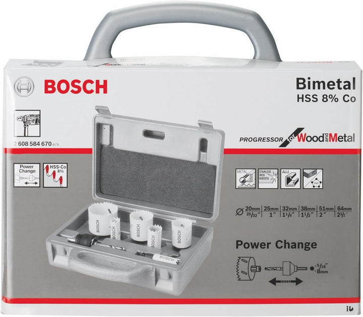 Bosch Professional 6 tlg. Lochsäge HSS BiM Progressor for Wood & Metal Set Sanitär (für rostfreien E