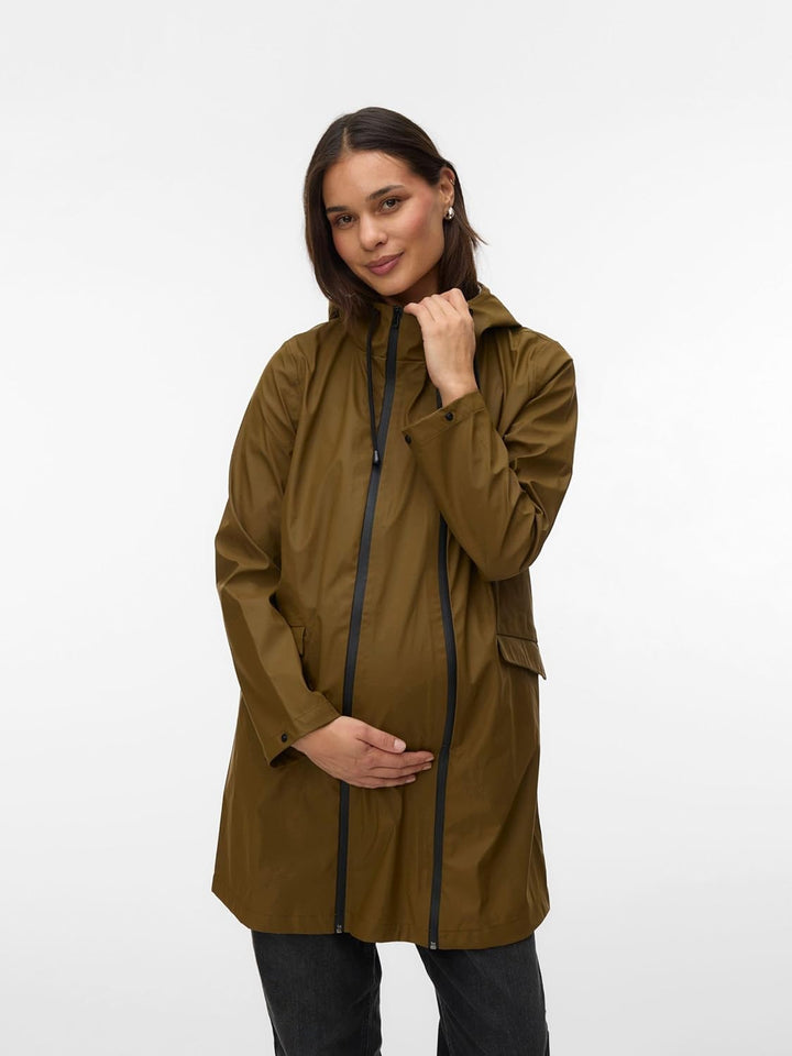 MAMALICIOUS Female Mantel Umstands-Regenjacke Dark Olive S, Dark Olive S