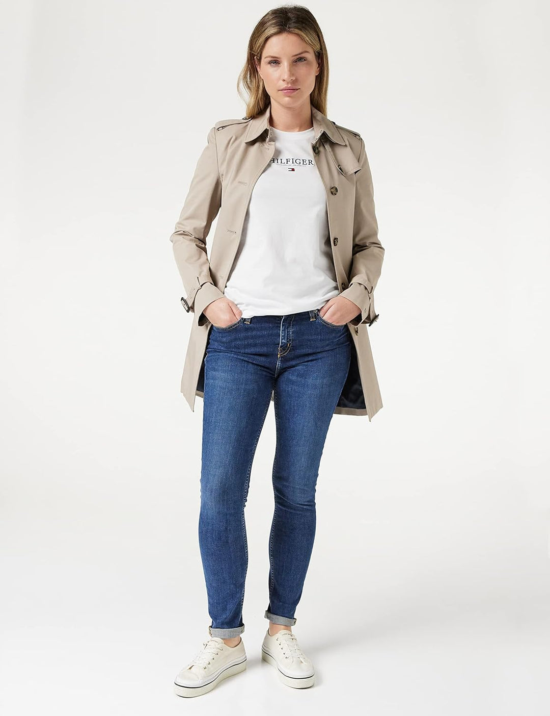 Tommy Hilfiger Damen Exclusive Hilfiger C-Nk Reg Tee Kurzarm Strickoberteile M Weiss (White), M Wei&