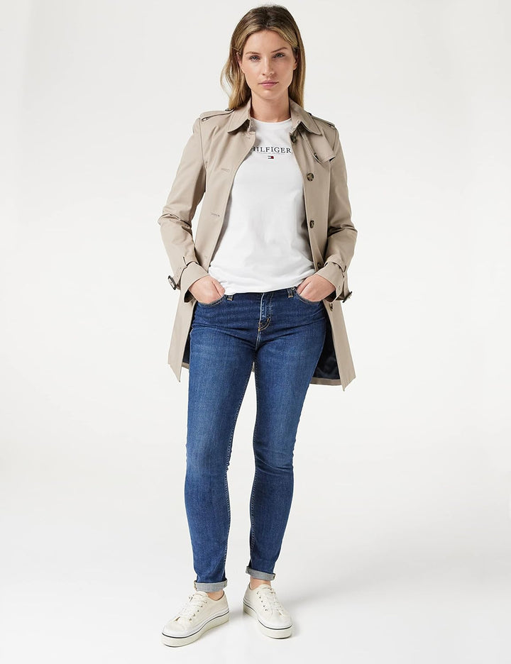 Tommy Hilfiger Damen Exclusive Hilfiger C-Nk Reg Tee Kurzarm Strickoberteile M Weiss (White), M Wei&