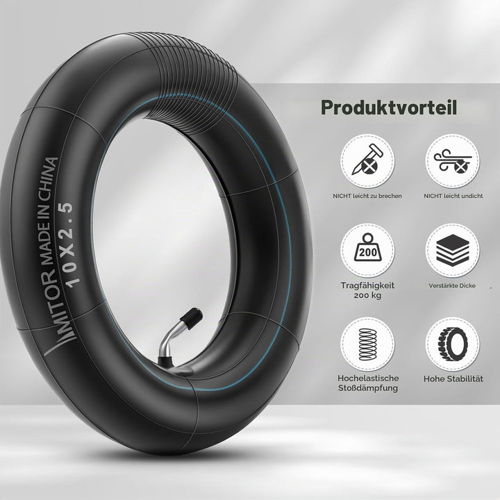 E Scooter Schlauch 10x2.50, Haltbarem 60/70-6.5 Schlauch Verdickter für Ninebot MAX G30D/G30/G30P/G3